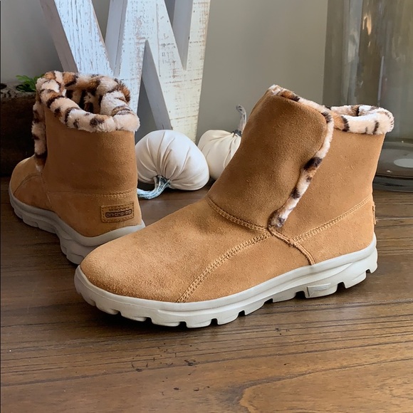 skechers go walk faux fur boots